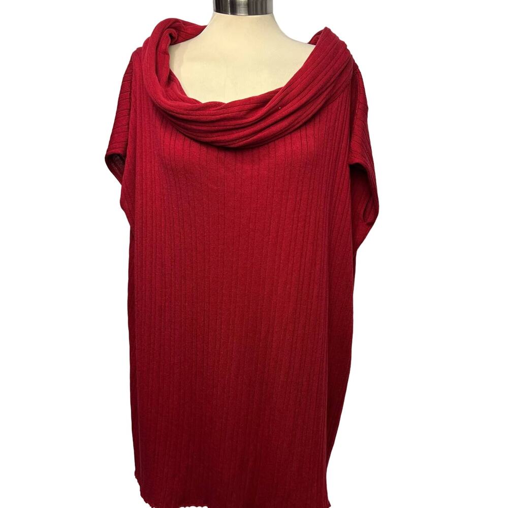 Planet By Lauren G Drape Cowl Neck Tunic Ribbed Top Size OS
